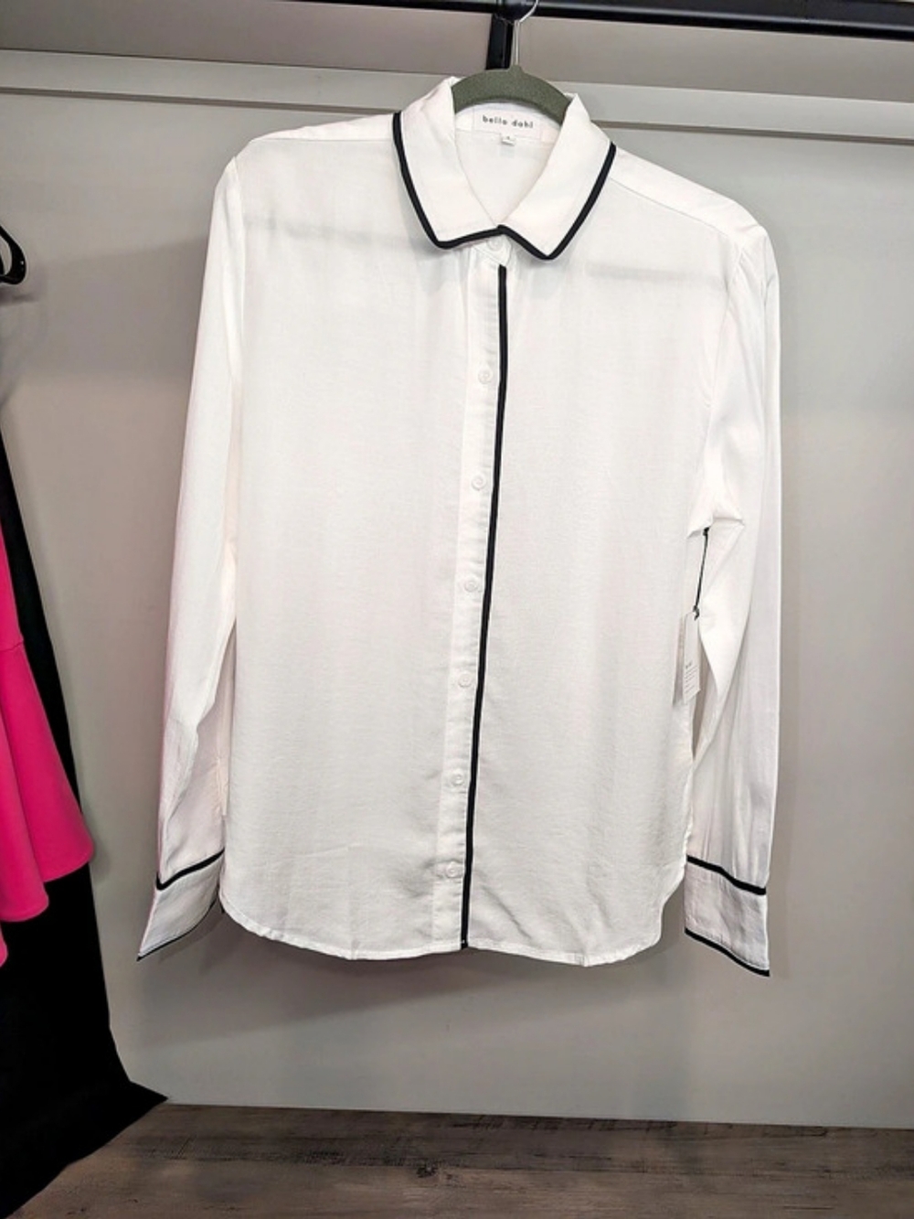 bella dahl Contrast Trim Shirt Button Down White Size Small